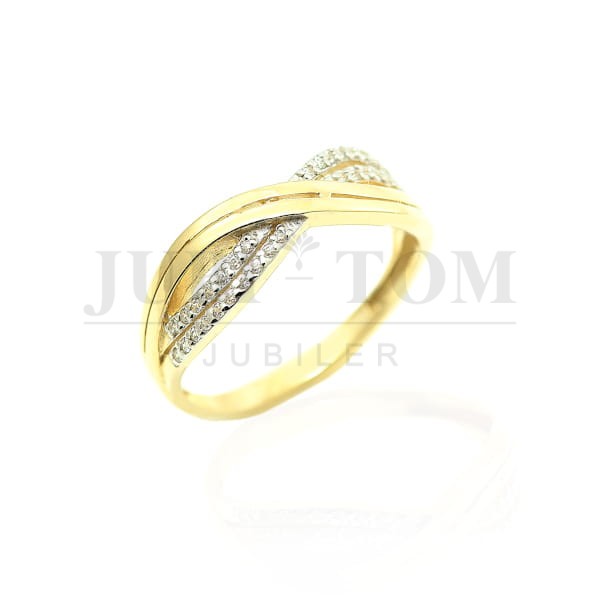 Złoty pierścionek z cyrkoniami