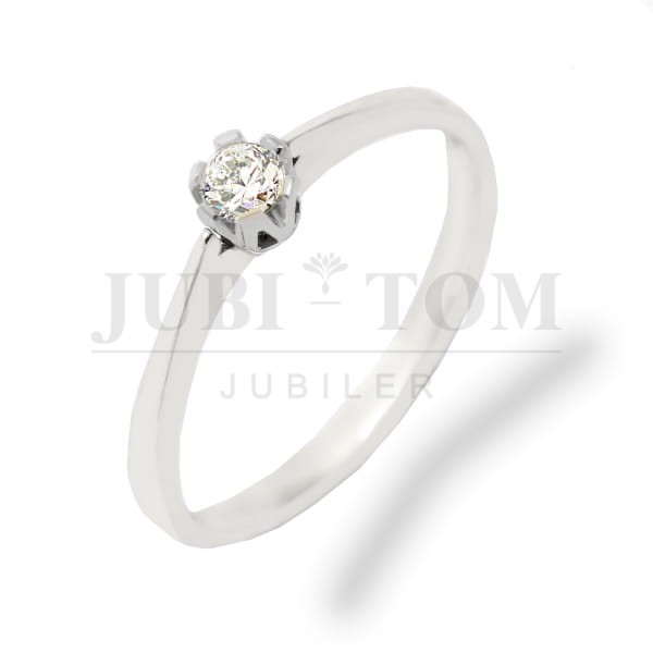 Księżniczkowy pierścionek z brylantem 0,14 ct VS/G