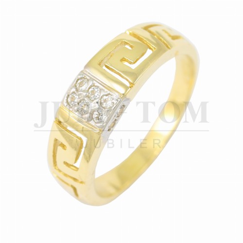 Pierścionek z wzorem drogi greckiej i cyrkoniami