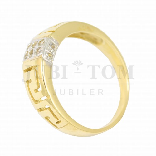 Pierścionek z wzorem drogi greckiej i cyrkoniami