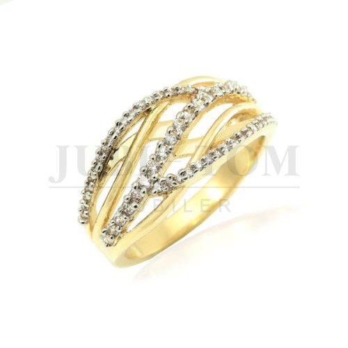 Szeroki pierścionek z cyrkoniami Swarovski