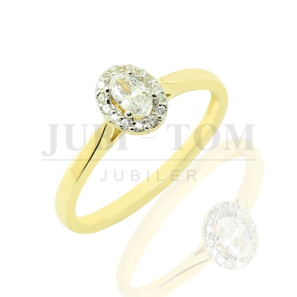 Owalny złoty pierścionek z cyrkoniami Swarovski