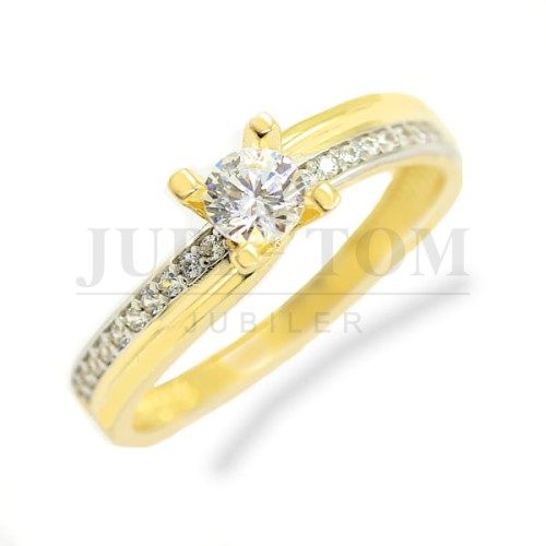 Złoty pierścionek z cyrkoniami Svarowski