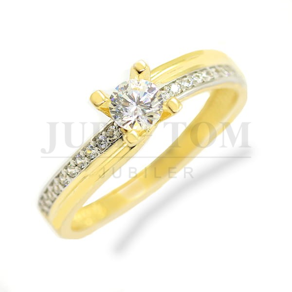 Złoty pierścionek z cyrkoniami Svarowski