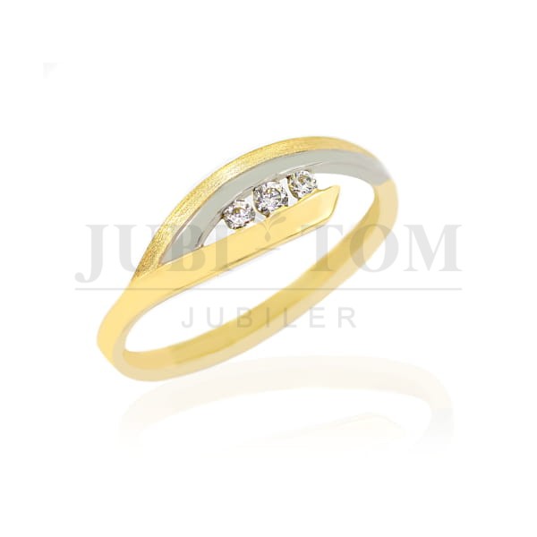 Złoty pierścionek z cyrkoniami
