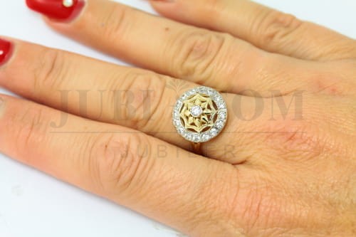 Pierscionek z cyrkoniami Svarowski - okrągły