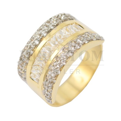 Szeroki pierścionek z prostokątnymi cyrkoniami Svarowski