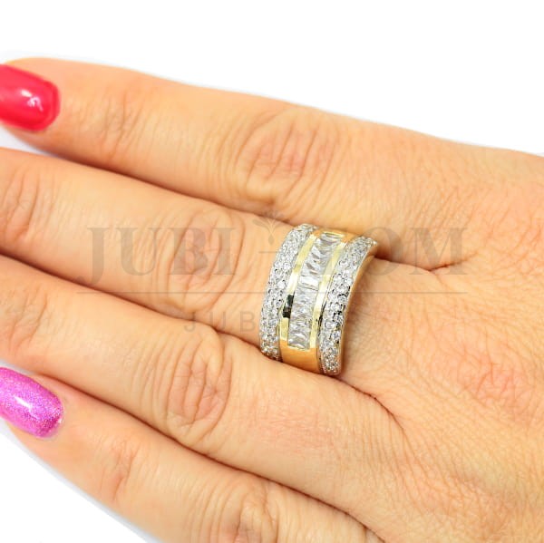 Szeroki pierścionek z prostokątnymi cyrkoniami Svarowski