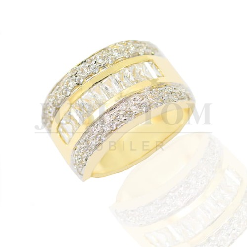 Szeroki pierścionek z prostokątnymi cyrkoniami Svarowski