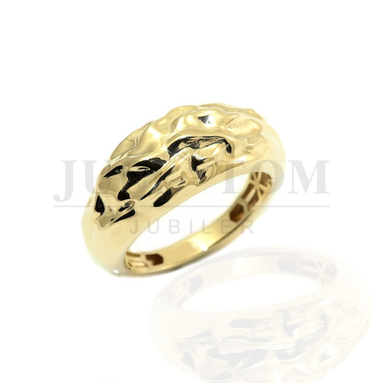 Modowy szeroki złoty pierścionek