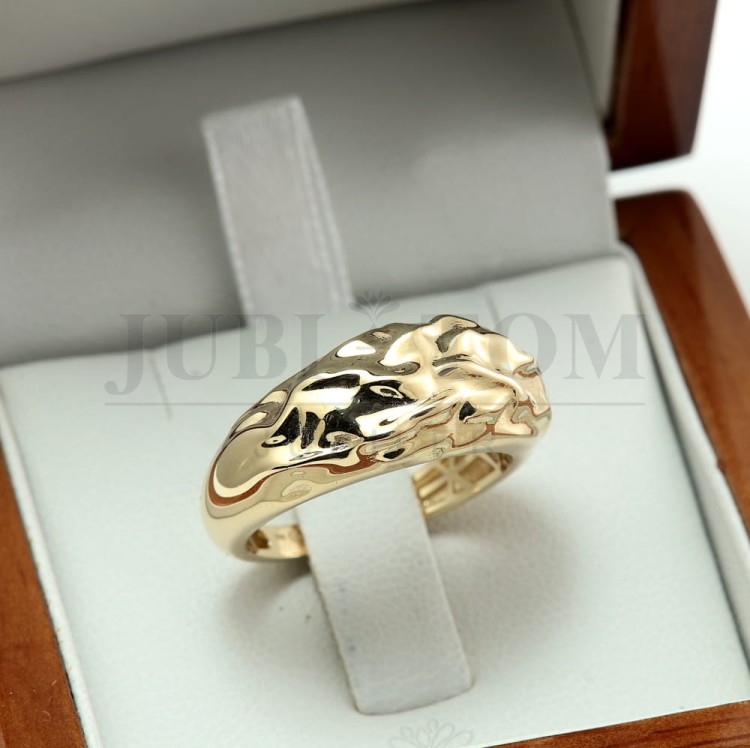 Modowy szeroki złoty pierścionek