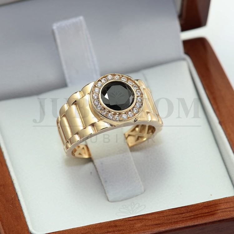 Modowy szeroki złoty pierścionek/sygnet