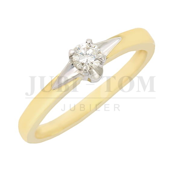 Pierścionek z brylantem 0,12 ct żółte złoto