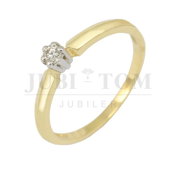 Księżniczkowy pierscionek z brylantem 0,075 ct