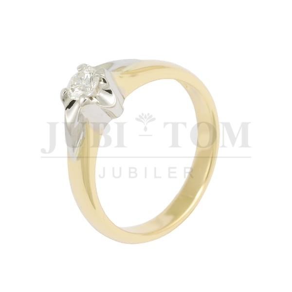 Pierscionek z brylantem 0,20 ct żółte złoto