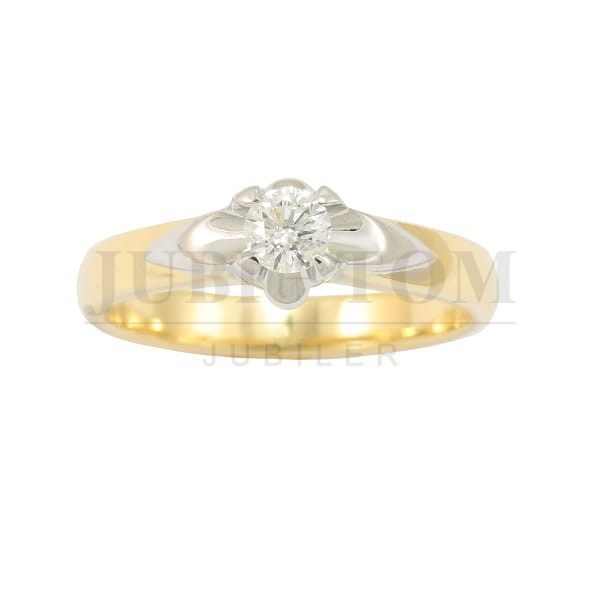 Pierscionek z brylantem 0,20 ct żółte złoto