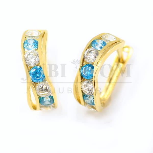 Kolczyki dziecięce z turkusowymi i białymi cyrkoniami