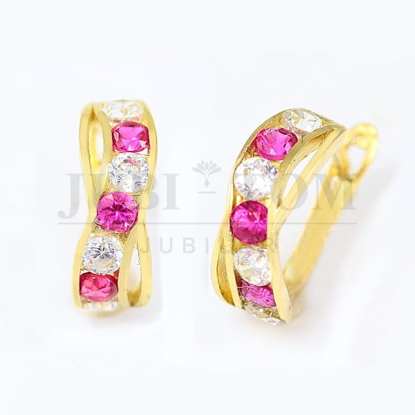 Kolczyki dziecięce z rubinowymi cyrkoniami na angielskie zapięcie