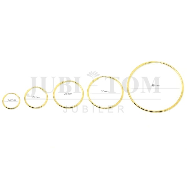 Diamentowane złote kolczyki kółka - rózne rozmiary