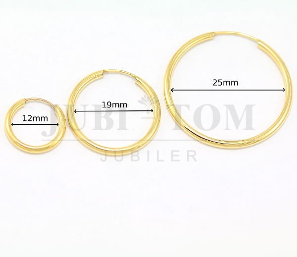 Kolczyki kółka szarniry złoto próby 585 rożne rozmiary