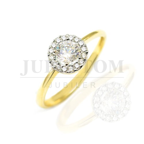 Pierścionek złoty z cyrkoniami Swarovski