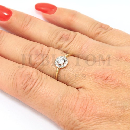 Pierścionek złoty z cyrkoniami Swarovski