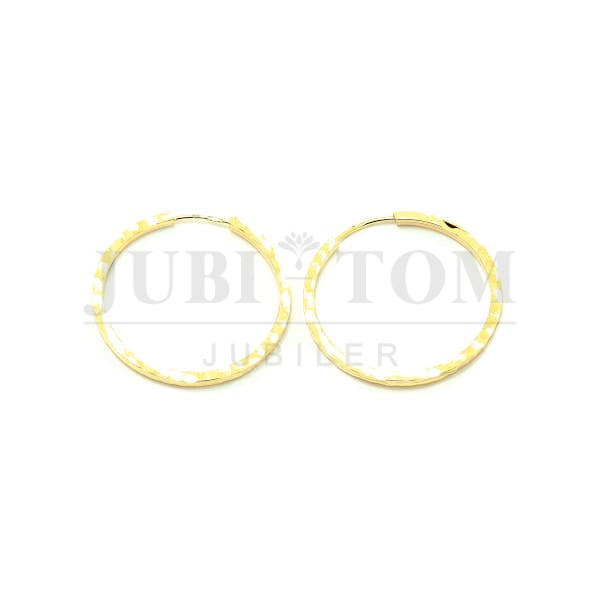 Diamentowane złote kolczyki średnie kółka próba 585