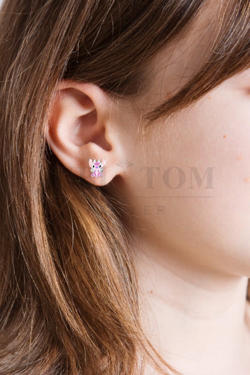 Kolczyki  Stitch &amp; Lilo, srebro próby 925