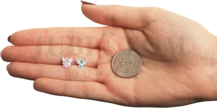 Kolczyki  Stitch &amp; Lilo, srebro próby 925