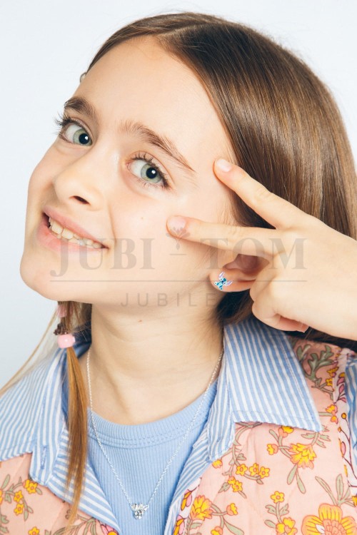 Kolczyki  Stitch &amp; Lilo, srebro próby 925