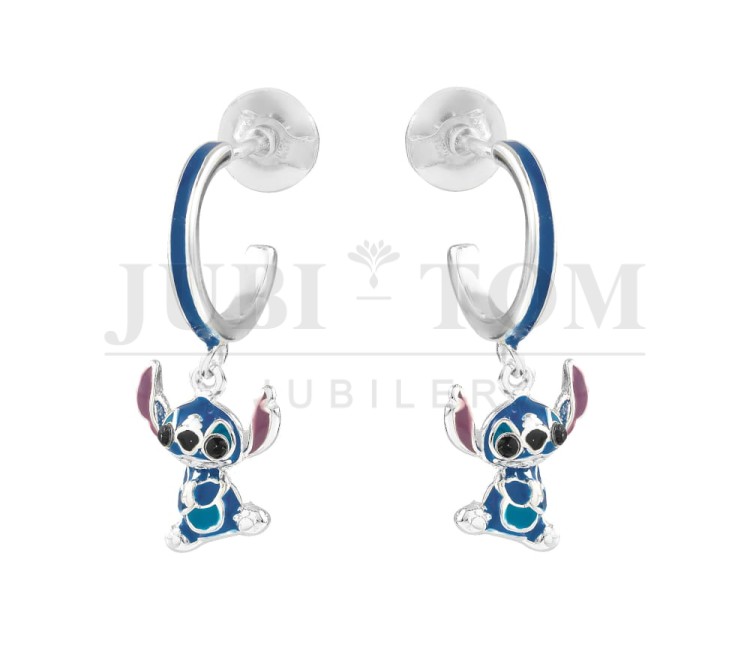 Kolczyki wiszące Stitch, srebro próby 925