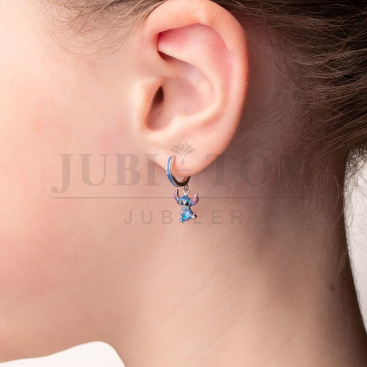 Kolczyki wiszące Stitch, srebro próby 925