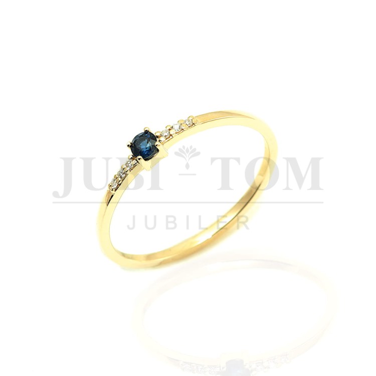 pierscionek z brylantami i szafirem