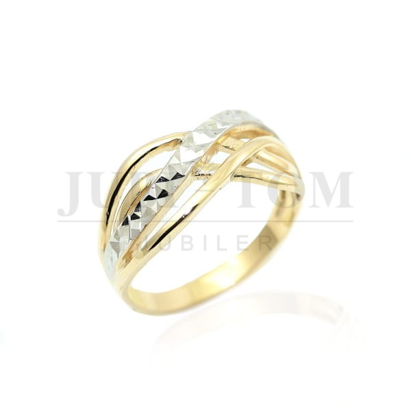 Diamentowany złoty pierścionek złoto próba 585