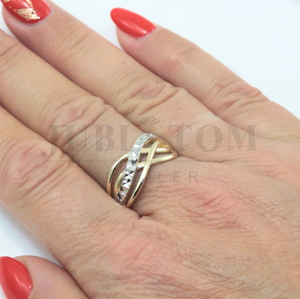 Diamentowany złoty pierścionek złoto próba 585