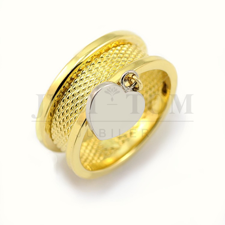 Ciekawy pierścionek a'la obrączka z sercem próba 585