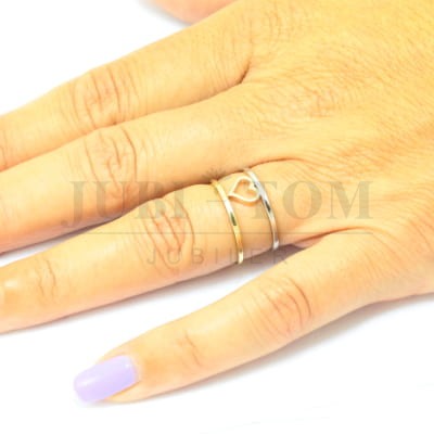 Ciekawy pierścionek a'la obrączka z sercem próba 585