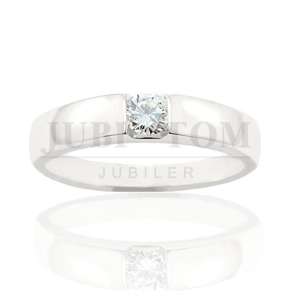 pierścionek z brylantem, białe złoto