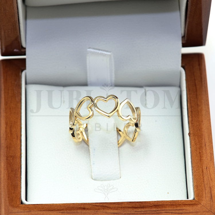 Pierścionek a'la obrączka z serc złoto próby 585