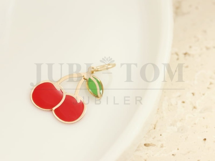 Wisiorek, zawieszka wiśnia, czereśnia próba 585