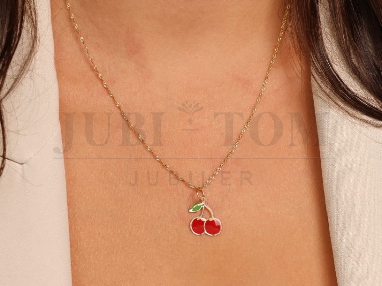 Wisiorek, zawieszka wiśnia, czereśnia próba 585