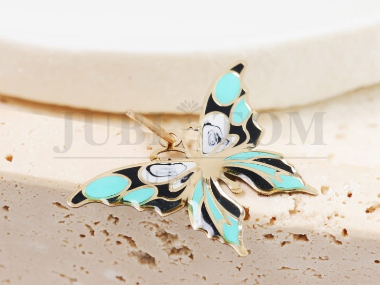 Wisiorek kolorowy motyl złoto p.585