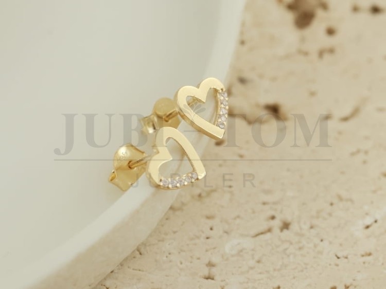 Kolczyki złote serca z cyrkoniami złoto sztyft p.585