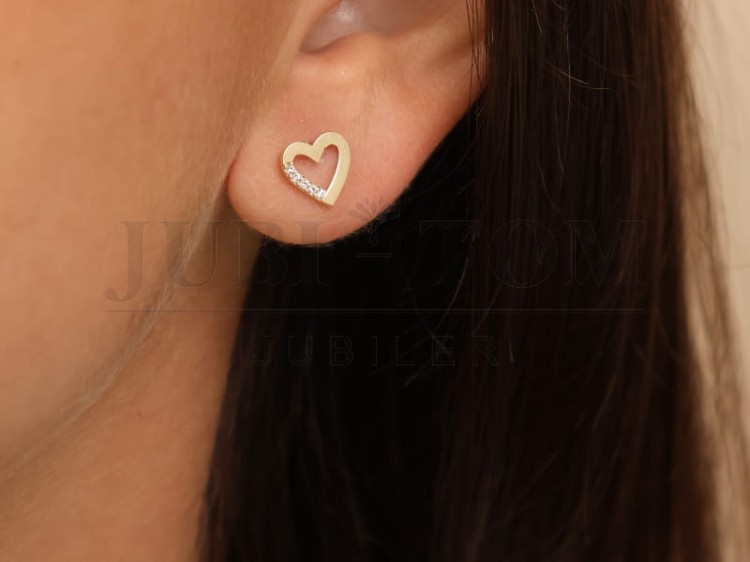 Kolczyki złote serca z cyrkoniami złoto sztyft p.585