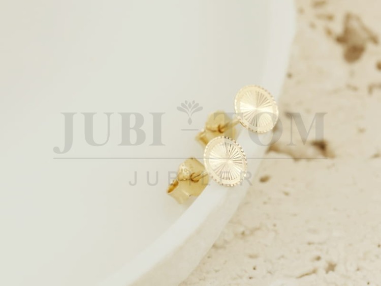 Kolczyki złote okragłe, płaskie, diamentowane  sztyft złoto p.585