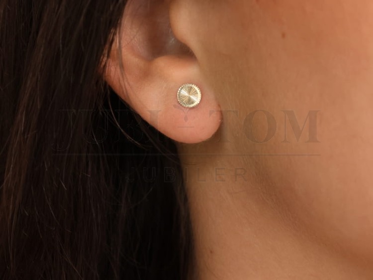 Kolczyki złote okragłe, płaskie, diamentowane  sztyft złoto p.585