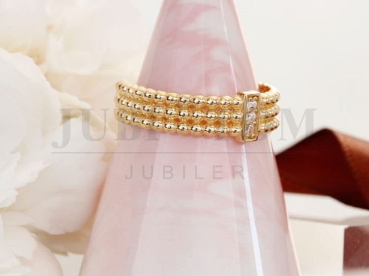 Pierścionek z kulek i cyrkonii złoto próby 585