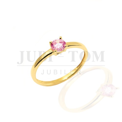 Pierscionek z rożową cyrkonią Swarovski p.585