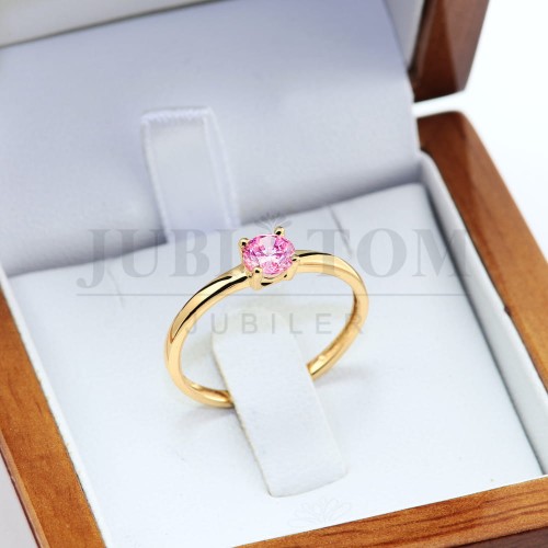 Pierscionek z różową cyrkonią Swarovski p.585