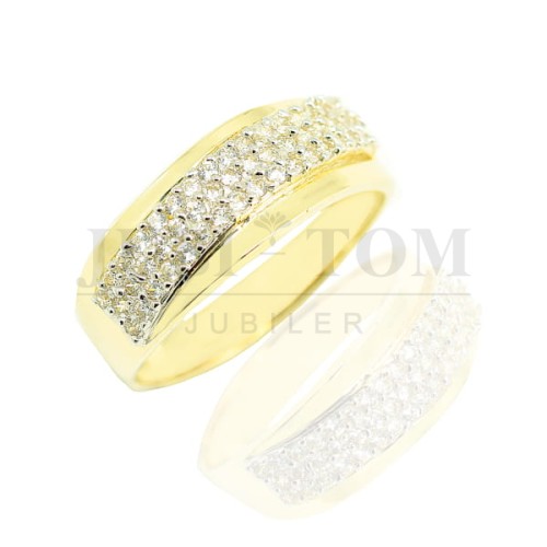 Szeroki  wielokamieniowy złoty pierścionek z cyrkoniami p.585